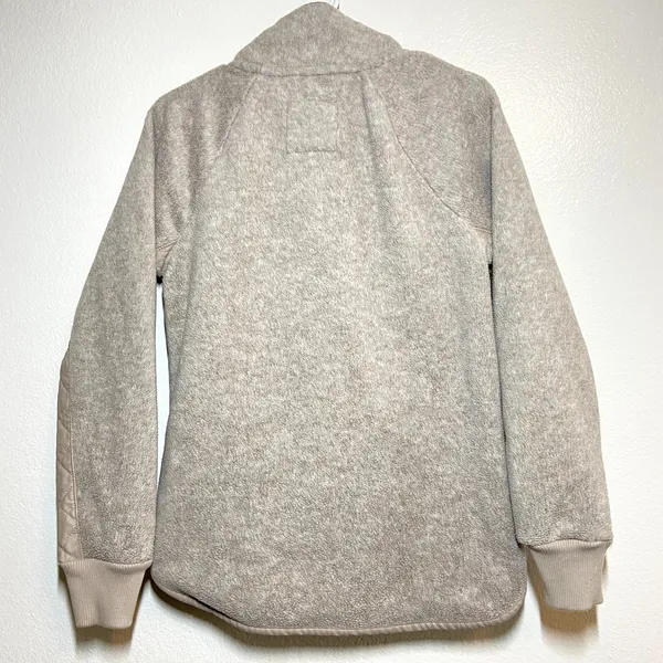 Abercrombie & Fitch Sherpa Fleece Quilted Sweatshirt Asymmetrical Snap Cream S - Image 6