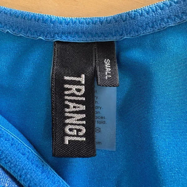 Triangl Blue Sparkly Metallic High Cut V Front Bikini Bottom Small Beach - Image 7