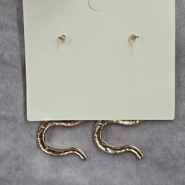 Gold Snake Texture Earrings Stud Fashion Statement Boho Fashion Dangle Jewelry‎ - Image 3