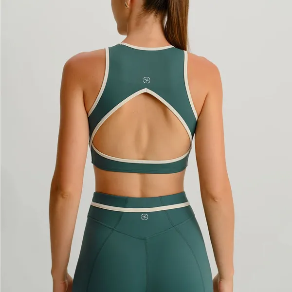 Berlook Dark Green Round Neck Line Tank Top - Image 2