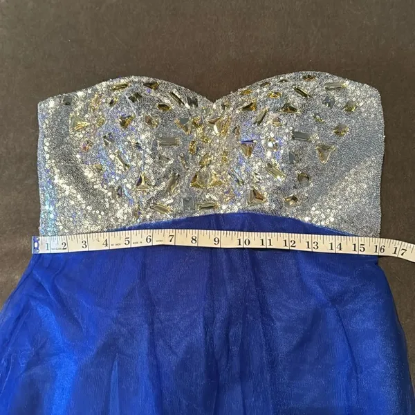Women’s Blue Full Length Sparkly Tulle & Sequined Prom Party Dress Size L NWT - Image 9