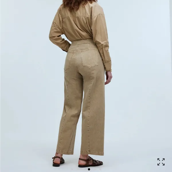 Madewell Curvy Emmett Wide-Leg Crop Pant: Welt Pocket Edition Drill Khaki - Image 3