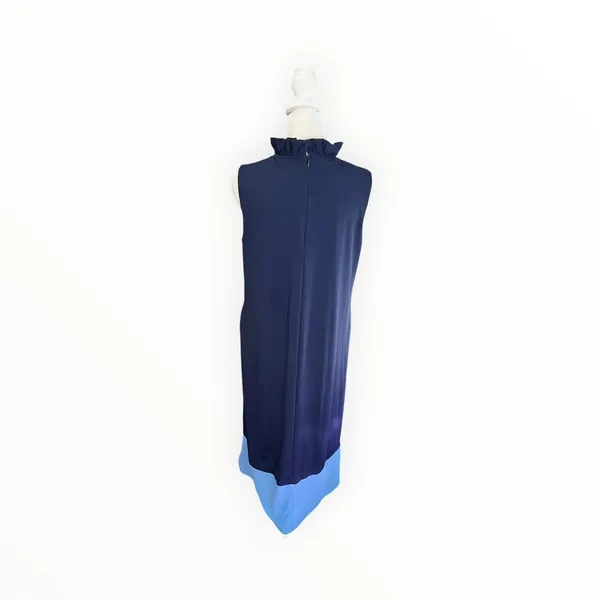 Jude Connally Navy Blue Colorblock Ruffle Neck Maxi Dress S - Image 6