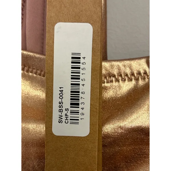 SKIMS METALLIC SWIM CYCLE SUIT/NWT / Champagne color Small NWT - Image 9