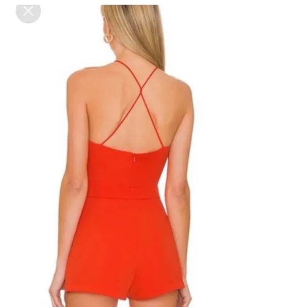 superdown Ruched Tie Romper in Poppy - Image 4