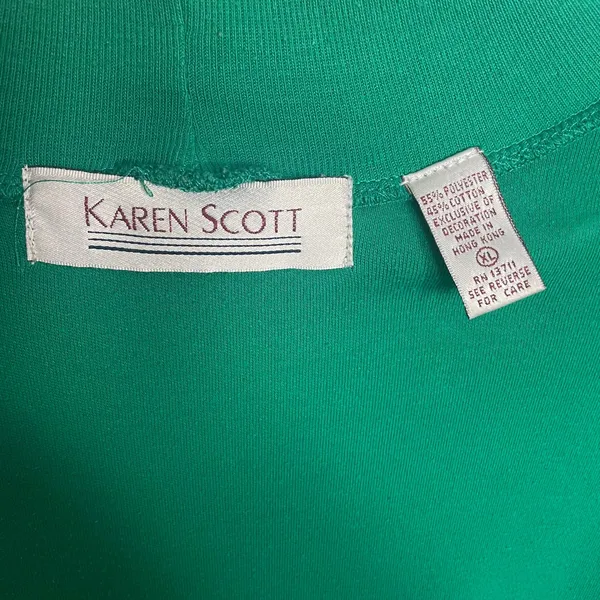 Karen Scott Vintage 90s Christmas Sweatshirt Gingerbread Man House Green Women Size XL Retro - Image 7
