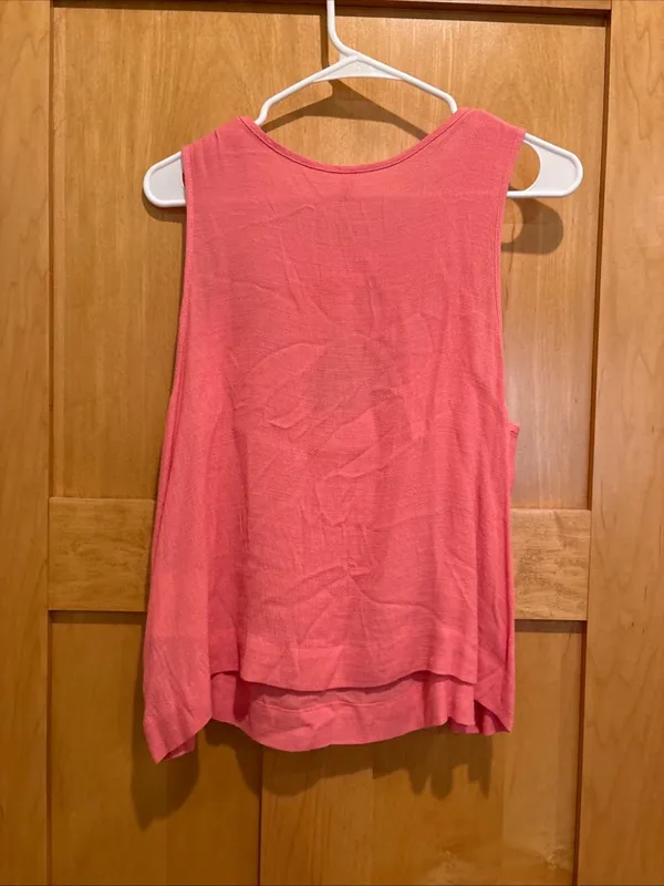 NWT Free People Coral Salmon Pink‎ Sleeveless Flutter Keyhole Tank Top Small - Image 3