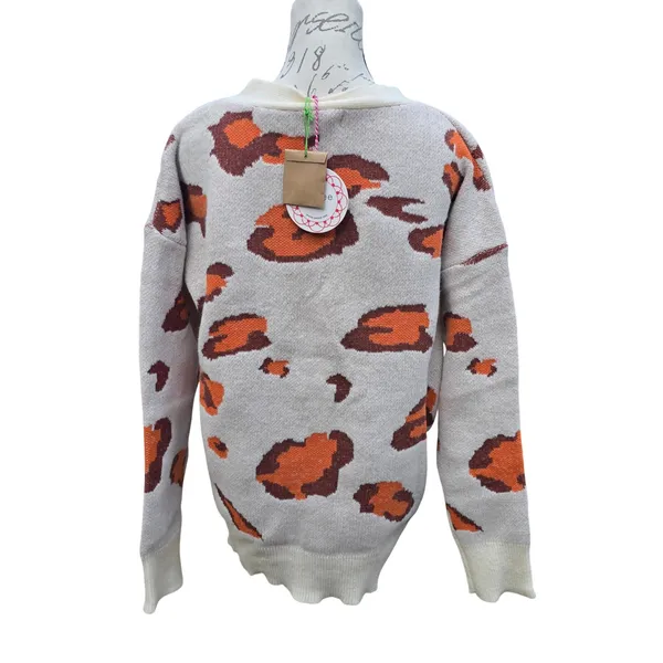 Umgee USA NWT Women Cream Rust Animal Print‎ Button Front Cardigan Sweater M - Image 5