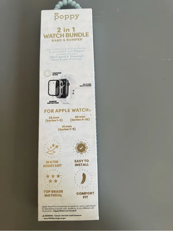 XO Poppy 2-in-1 Apple Watch Band & Bumper - White with Blue Toile Print - Image 4