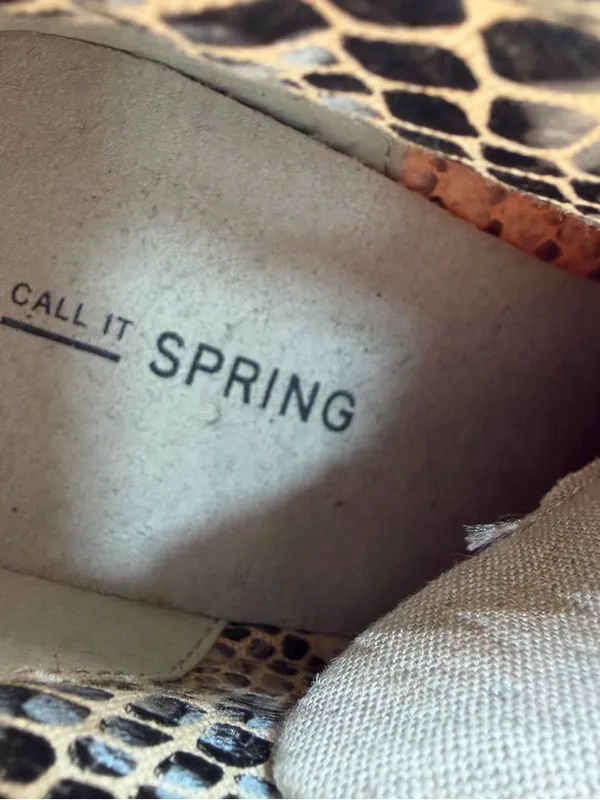 Call It Spring Wedge Booties Womens 7.5 Beige Canvas Lace Up Leopard - Image 8