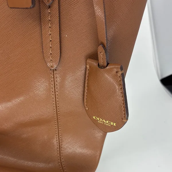 Coach Tan Leather Tote with Heart Scarf - Image 2