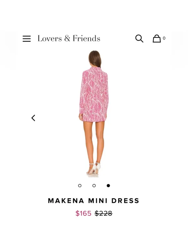 Lovers and Friends Makena Mini Dress Fuchsia Leaf Size S - Image 3