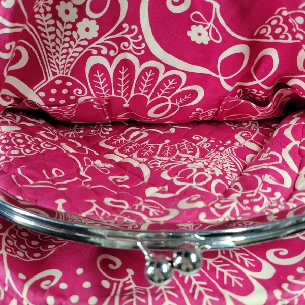 VTG Vera Bradley Eloise Bag Large Barbie Hot Pink Kiss Lock Dome Shoulder Purse - Image 8
