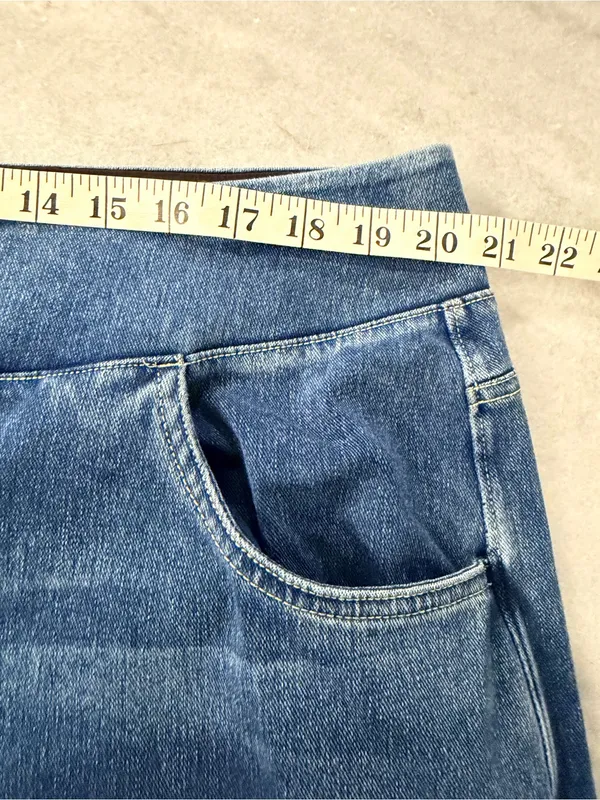 NWOT Halara Size 2X Pull On Wide Leg Jeans Blue Stretch Denim High Rise Regular - Image 6