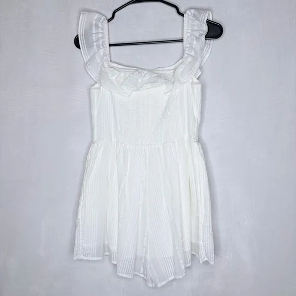 Aerie White Ruffle Sleeve Romper - Image 6
