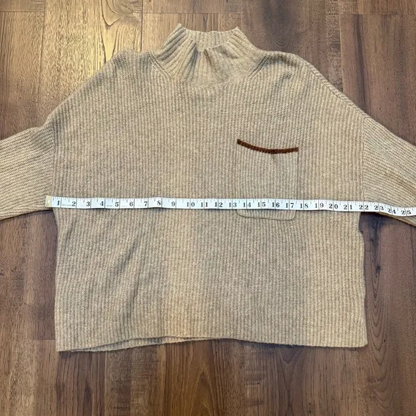 AMERICAN‎ EAGLE Mock Neck Sweater Pocket Multicolor Taupe Tan Size Medium - Image 4