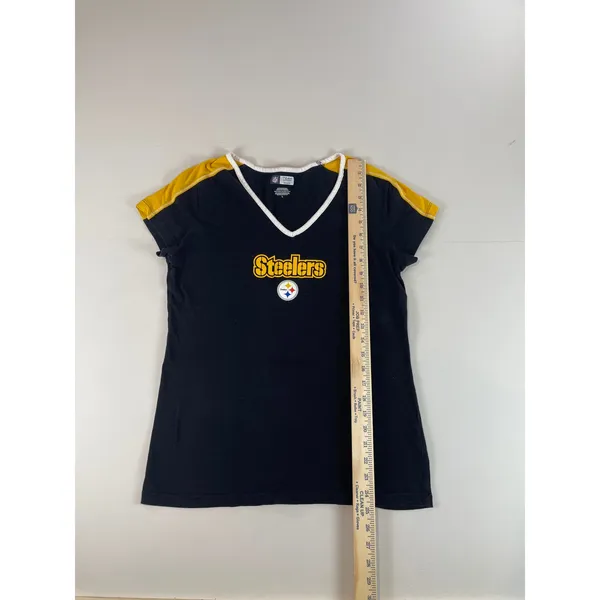 NFL Team Apparel Steelers Black Cotton Tee Shirt Womens Size L - Image 4