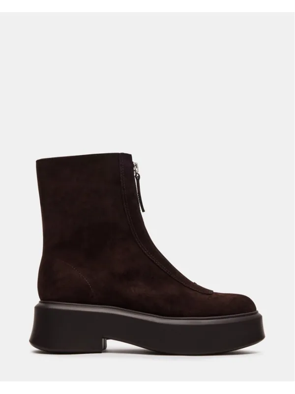 Steve Madden Women's Jones Ankle Boots Brown Suede, Lug Zip Moto Size 6.5 - Image 3