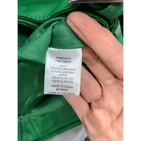 Love Tree Women Jacket Small Green Moto Asymmetrical Zip Faux Leather 8229JH - Image 5