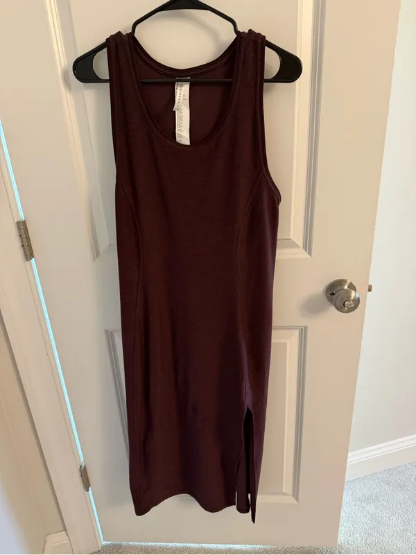 Fabletics Sleeveless Side-Slit Midi Dress - Oxblood Heather - Image 4