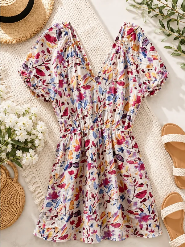 Staccato Floral V-Neck Midi Dress‎ - Image 2