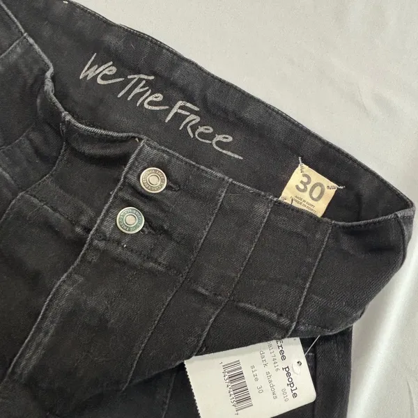 Free People We The‎ Free High Rise Skinny Jeans Dark Shadows Black Size 30 - Image 3