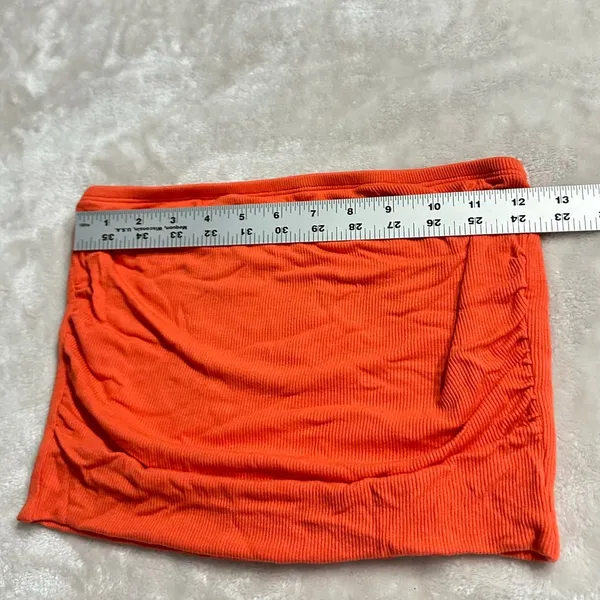 LNA Clothing Tube Top Women's Small Orange Ruched Side Rounded Hem Ribbed NWOT - Image 5