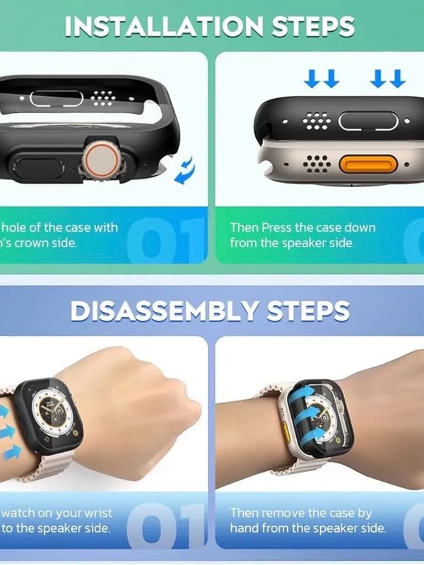 Protective Watch Case with Screen Protector Compatible with 49mm Apple Ultra Silver - Image 5