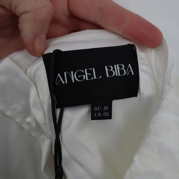 Showpo Angel Biba Rheiva White 3D Floral Embroidery Strapless Mini Dress 20 4XL - Image 3