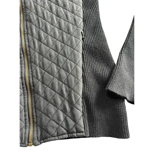 J. McLaughlin Full Zip Quilted Jacket Pockets Women's XS Black Silk Ribbed - Image 5