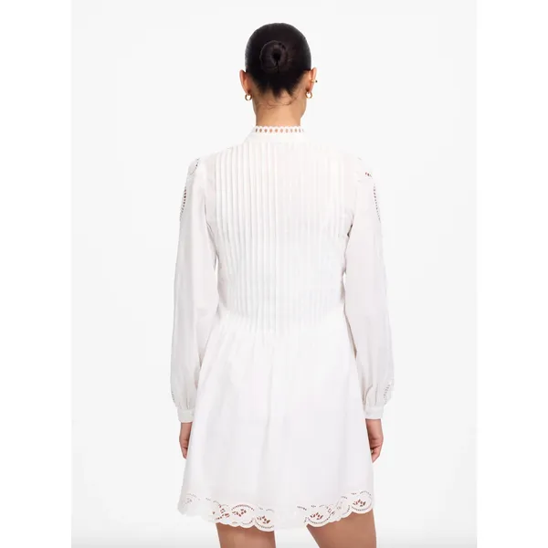 Madewell Pintucked Eyelet Mini Dress Boho Cotton Cottagecore White Small NWT - Image 3