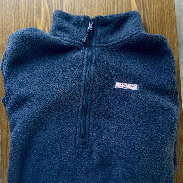 Vineyard Vines Women's Fleece 1/4 Zip Pullover Sweater Martha's Vineyard Blue M - Image 5