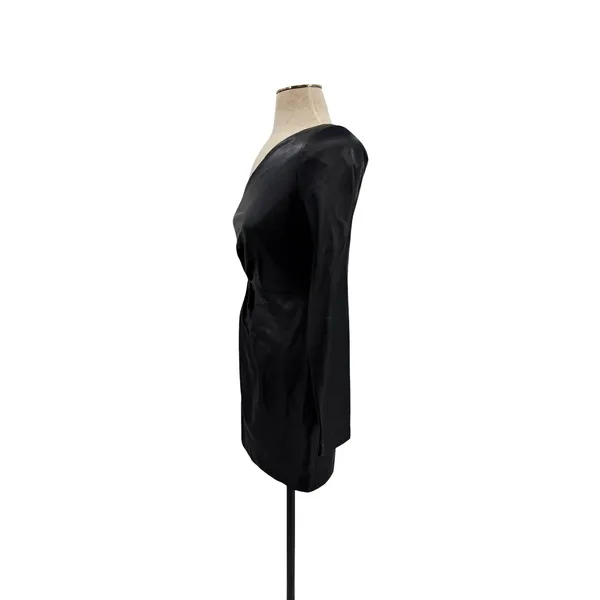 NBD Senia‎ One Shoulder Faux Leather Mini Dress Black Long Sleeve XXS NWT - Image 6