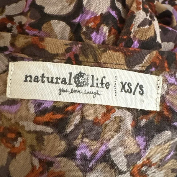 Natural‎ Life Floral Print Boho Tiered Maxi Dress Size XS/S Tie Neck 3/4 Sleeve - Image 8