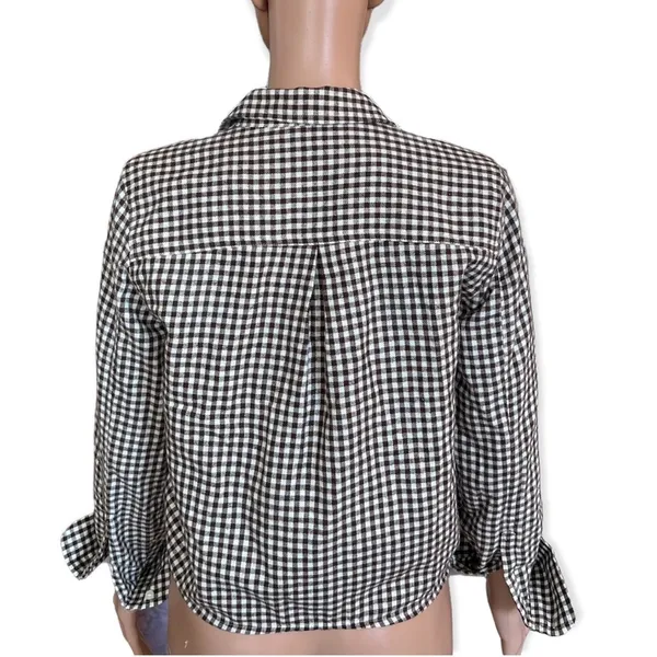 MADEWELL Flannel Tie Front Gingham Button Down Shirt Size S NEW - Image 7
