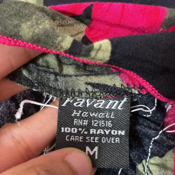 Ravant Hawaii Tropical Floral Halter Dress Women M Black Pink Hibiscus Midi Boho - Image 6
