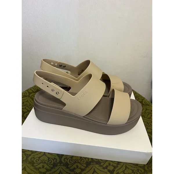 Crocs Literide Brooklyn Low Wedge Platform Sandal Size 10 Women'S Beige - Image 3