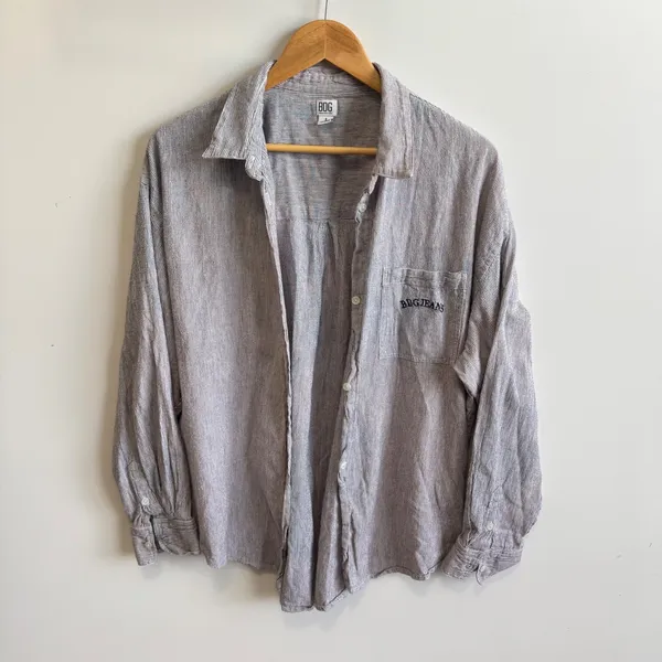 BDG Urban Outfitters‎ Striped Shirt Long Sleeve Button Down Pocket Oversized L - Image 5