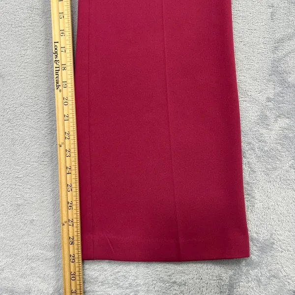 UNIQLO Drape Flared Pants Womens 8 Fuchsia Red Front Back Pockets Zip‎ Classic - Image 7