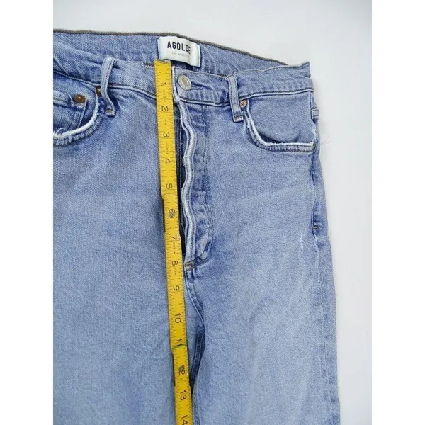 AGOLDE Jeans Womens 28 Nico Jean High Rise Button Fly Cropped Headlines Distress - Image 10