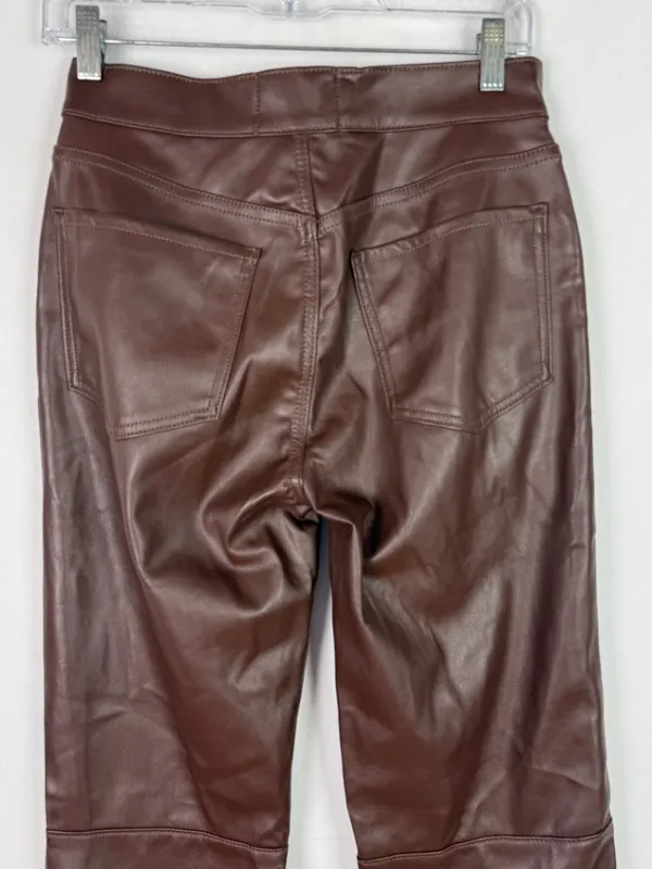 NWT Revice Denim 909 High Street Faux Leather Pants Cognac Brown Size 29 NEW - Image 9