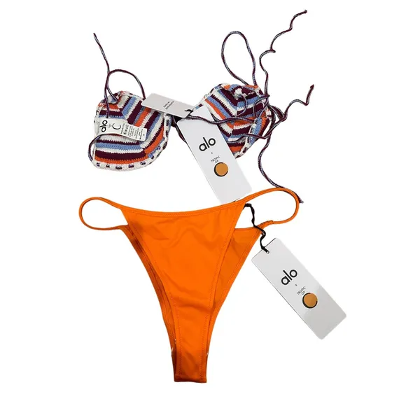 Alo x Tropic of C Rio Bottom in Papaya + Alo x Tropic of C Crochet Praia Top M - Image 5