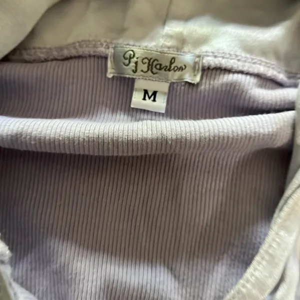 PJ Harlow purple long sleeve hoodie in cotton/satin lined medium. GUC. - Image 2