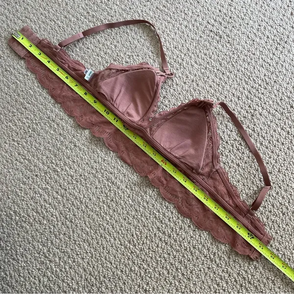 Aerie Dusty Coral Rose Lace Triangle Bralette XS - Image 6