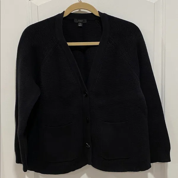 J.Crew: V-neck Cardigan Sweater Black size Medium - Image 2