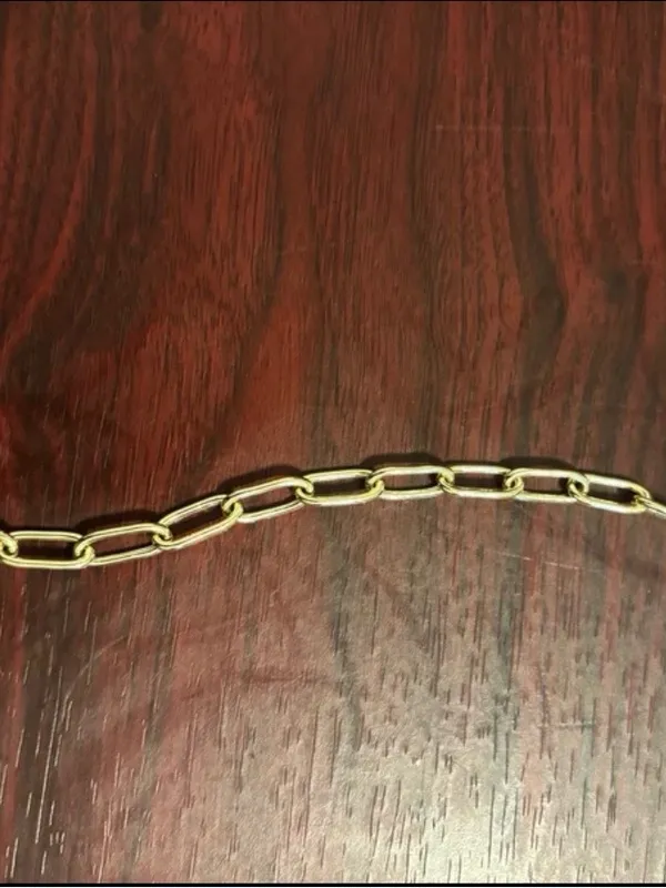 Made In Italy Gold Plated Tested Sterling Silver Paperclip Chain Bracelet 7.5” - Image 4