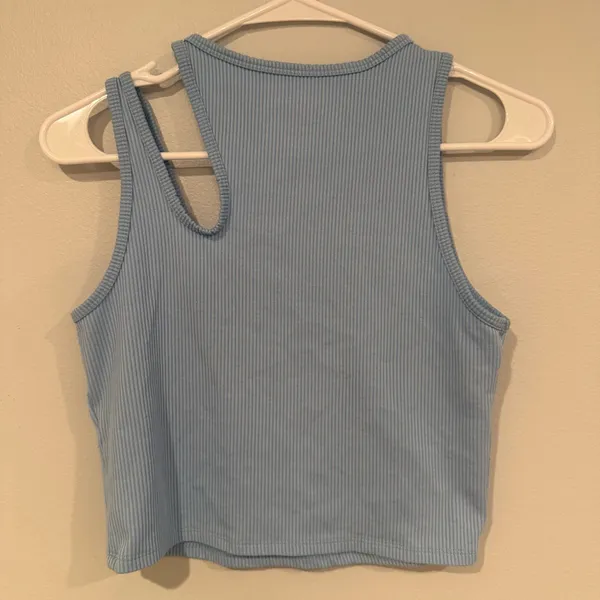 Hollister Blue Ribbed Crop Tank Top - Image 4