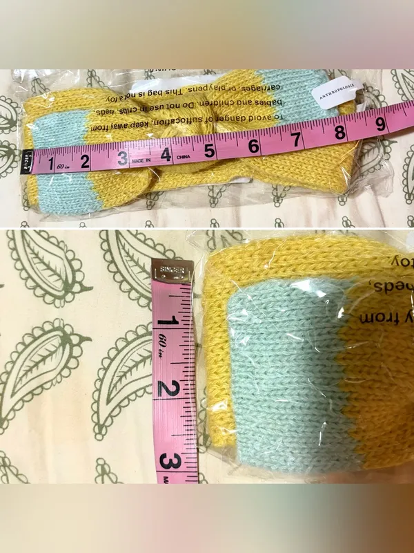 Anthropologie Yellow Mint Green Cozy Knotted Sweater Knit Headband OS - Image 6