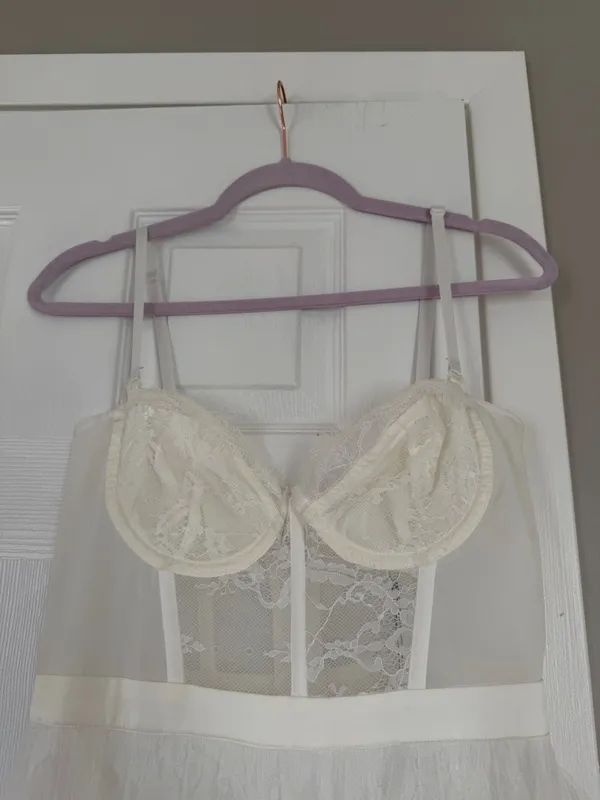 Klessis White Lace Bralette Maxi Dress Tulle Bridal Shower Bachelorette NWT - Image 9