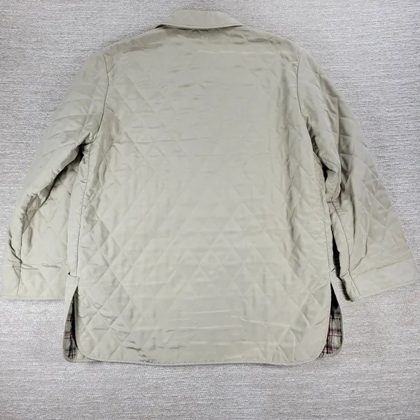 Julia Klein Quilted Jacket Large Beige Plaid Lined Preppy Equestrian Barn Coat - Image 8